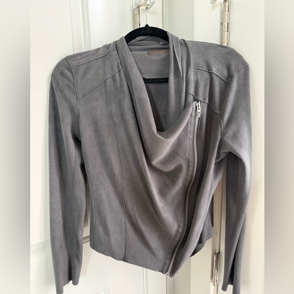 Blank NYC Gray Draped Asymmetrical Zip Jacket